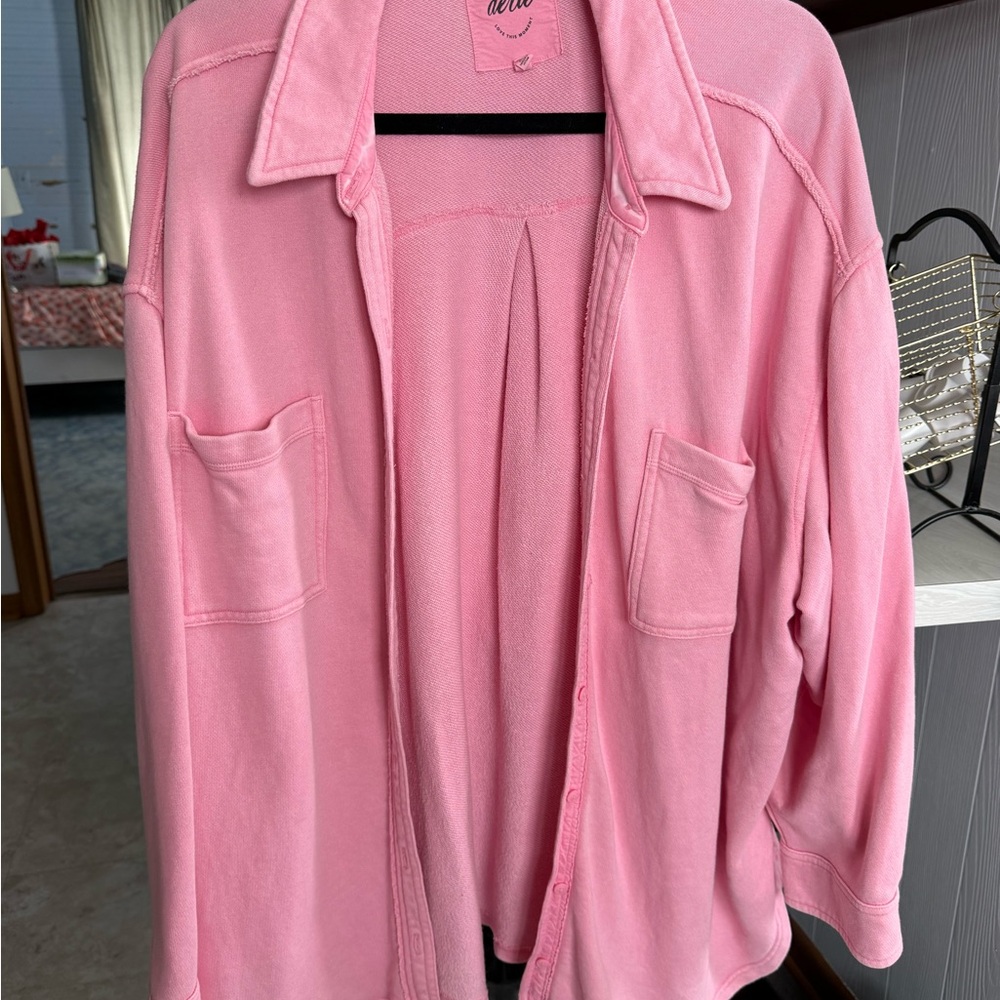 Aerie Pink button up flannel